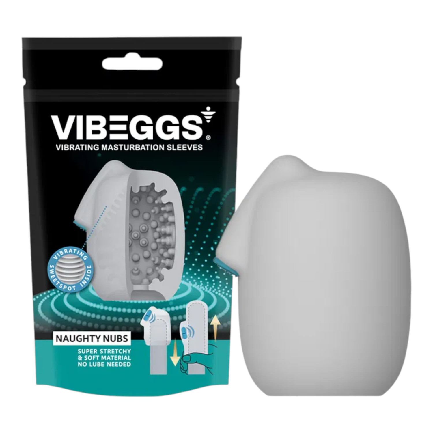VIBEGGS Naughty Nubs - vibrační vajíčko masturbátor (bílé)