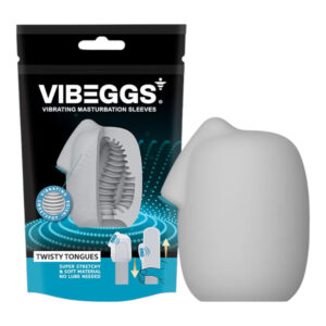 VIBEGGS Twisty Tongues - vibrační vajíčkový masturbátor (bílý)