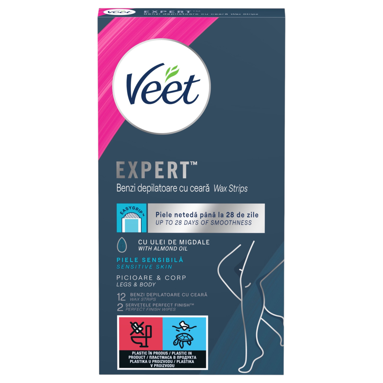 Veet Expert - depilační voskové pásky připravené k použití - na suchou pokožku (12 ks)
