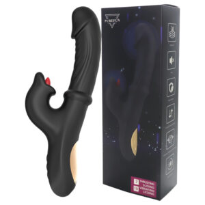 Wilson - vibrační dildo s tlačnou pákou na klitoris (černé)