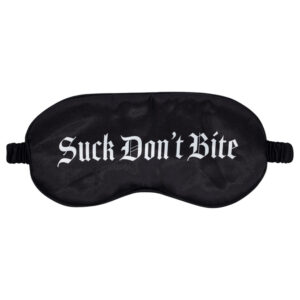 Au! - saténová oční maska s nápisem „Suck Don't Bite“ (černá)