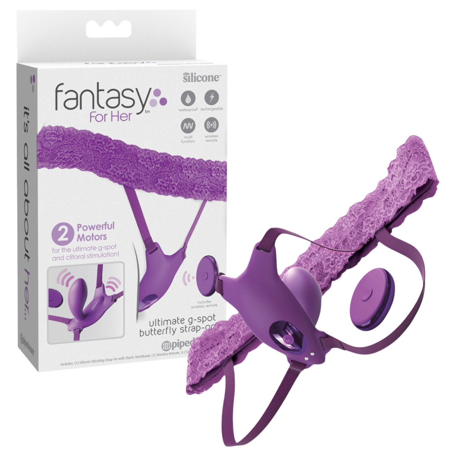 Pipedream Fantasy For Her - nositelné dildo s vestavěným vibrátorem na G‑bod (fialové)