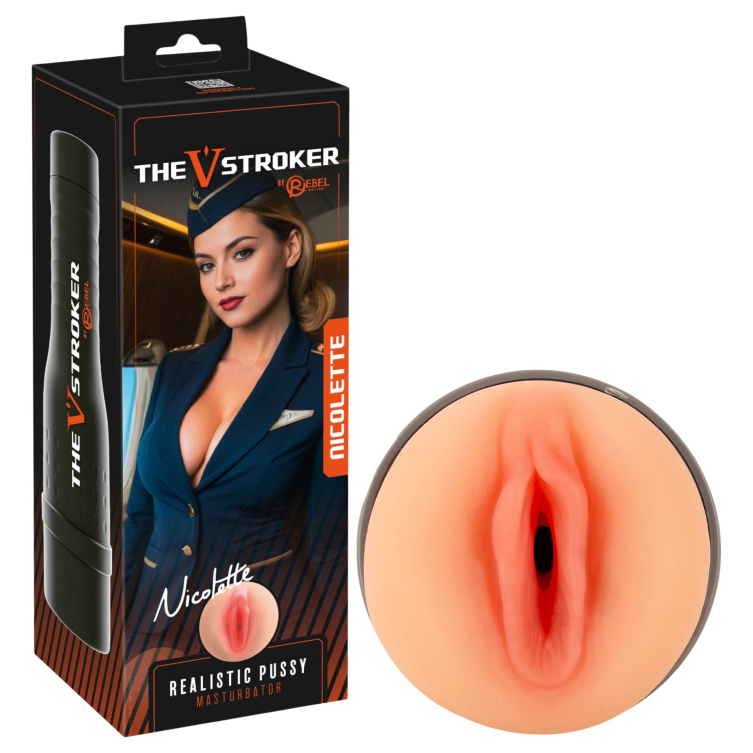 Rebel The V-Stroker Nicolette - realistická umělá vagína masturbátor (tělová barva)