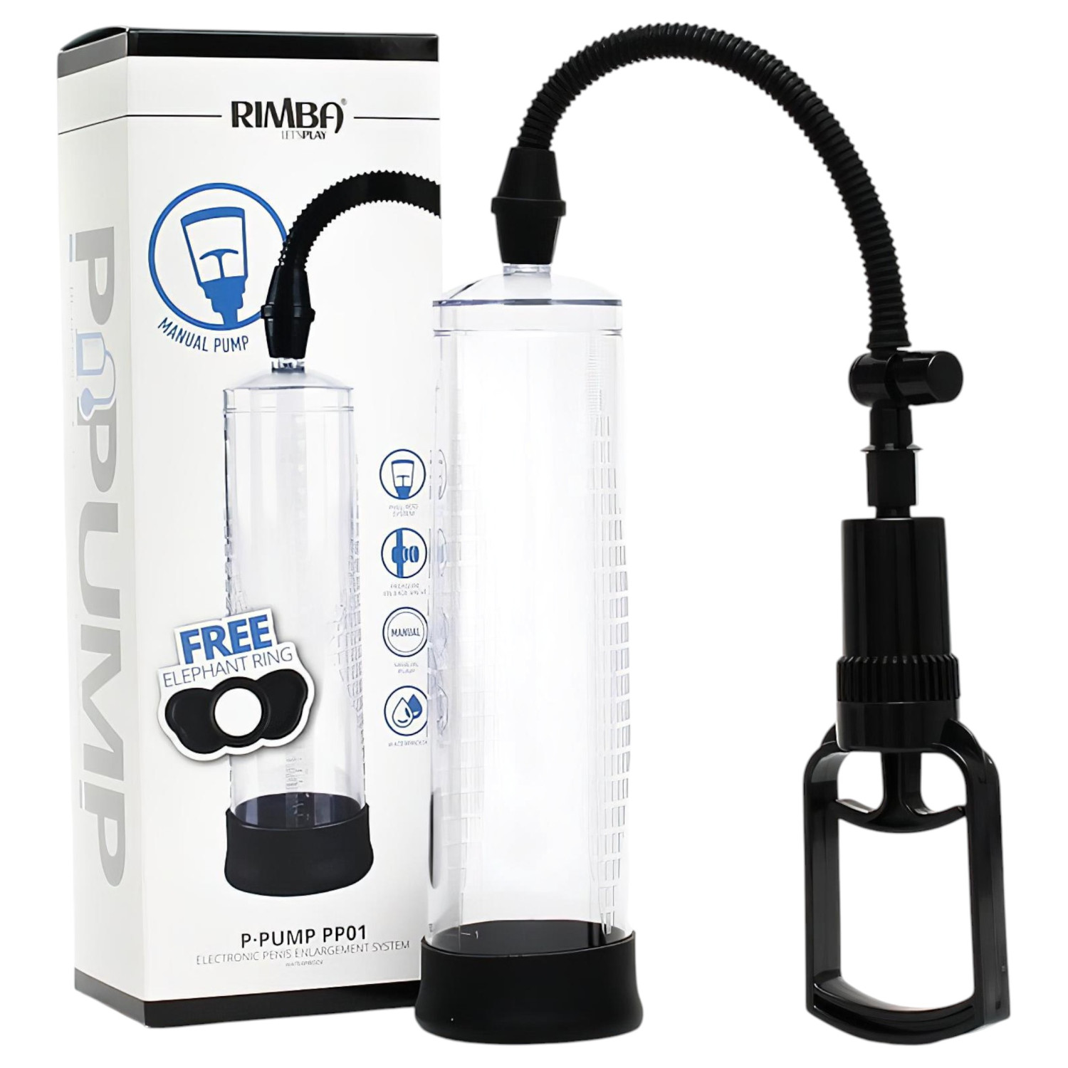 Rimba - vakuová pumpa na penis - dvouprstová - průhledná