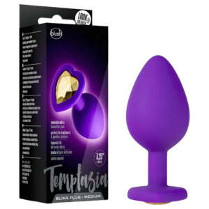 Temptasia M - anální dildo se srdcem a zlatým kamenem - fialové - střední