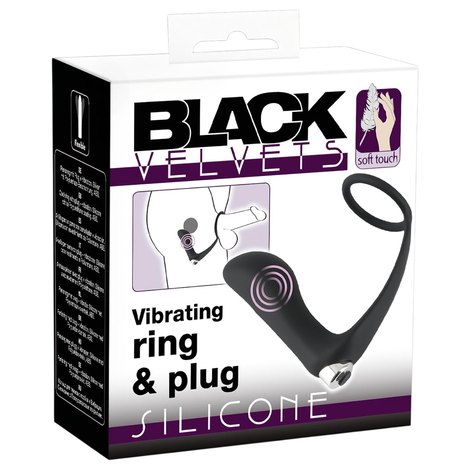 Black Velvets - anální vibrátor s erekčním kroužkem - černý