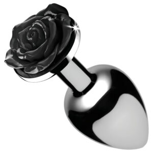 Booty Sparks Black Rose - hliníkový anální kolík (stříbrno‑černý)