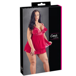 Cottelli Plus Size - babydoll s krajkou - červená