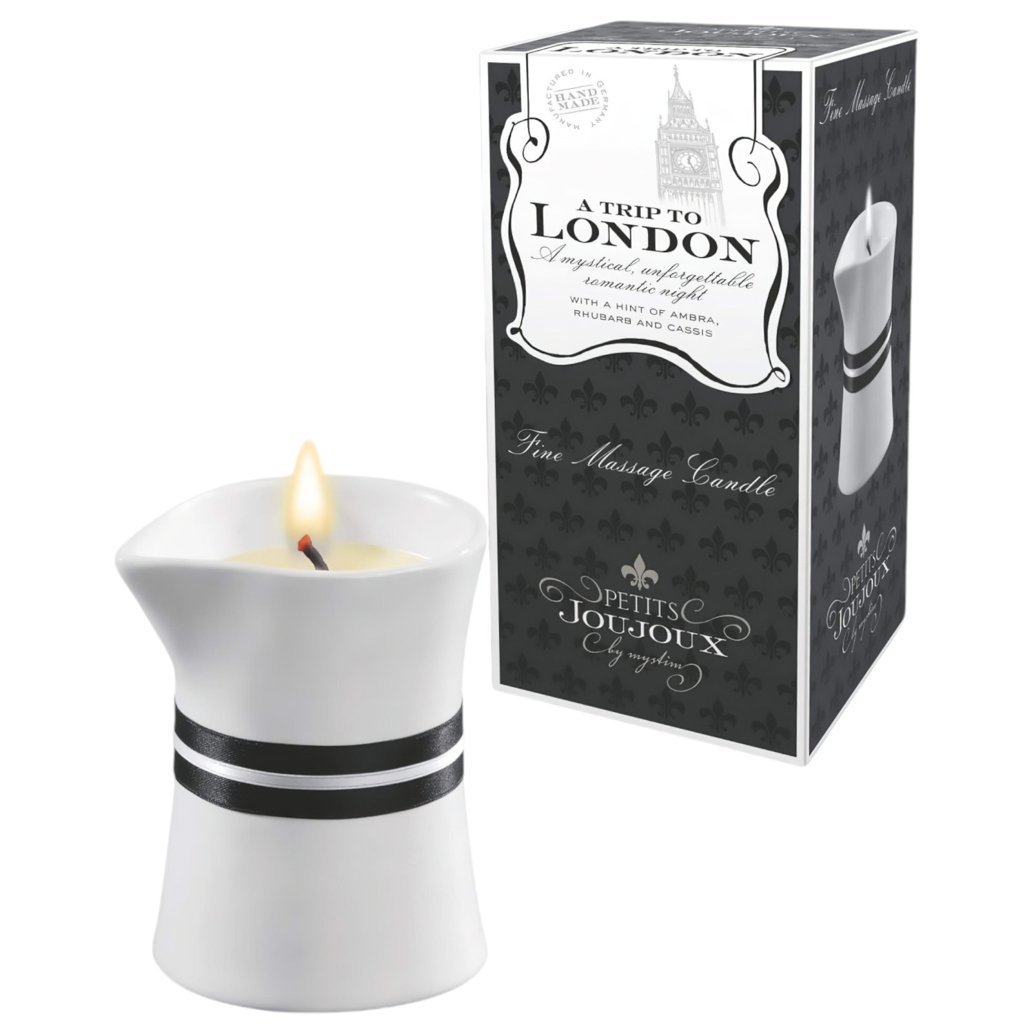 Petits Joujoux London - masážní svíčka - rebarbora a ambra - 120 ml