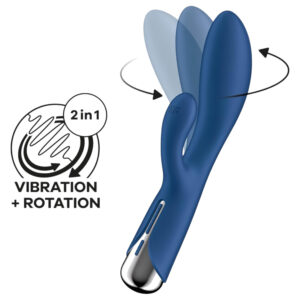 Satisfyer Spinning Rabbit 1 - rotační vibrátor s klitorálním raménkem (modrý)