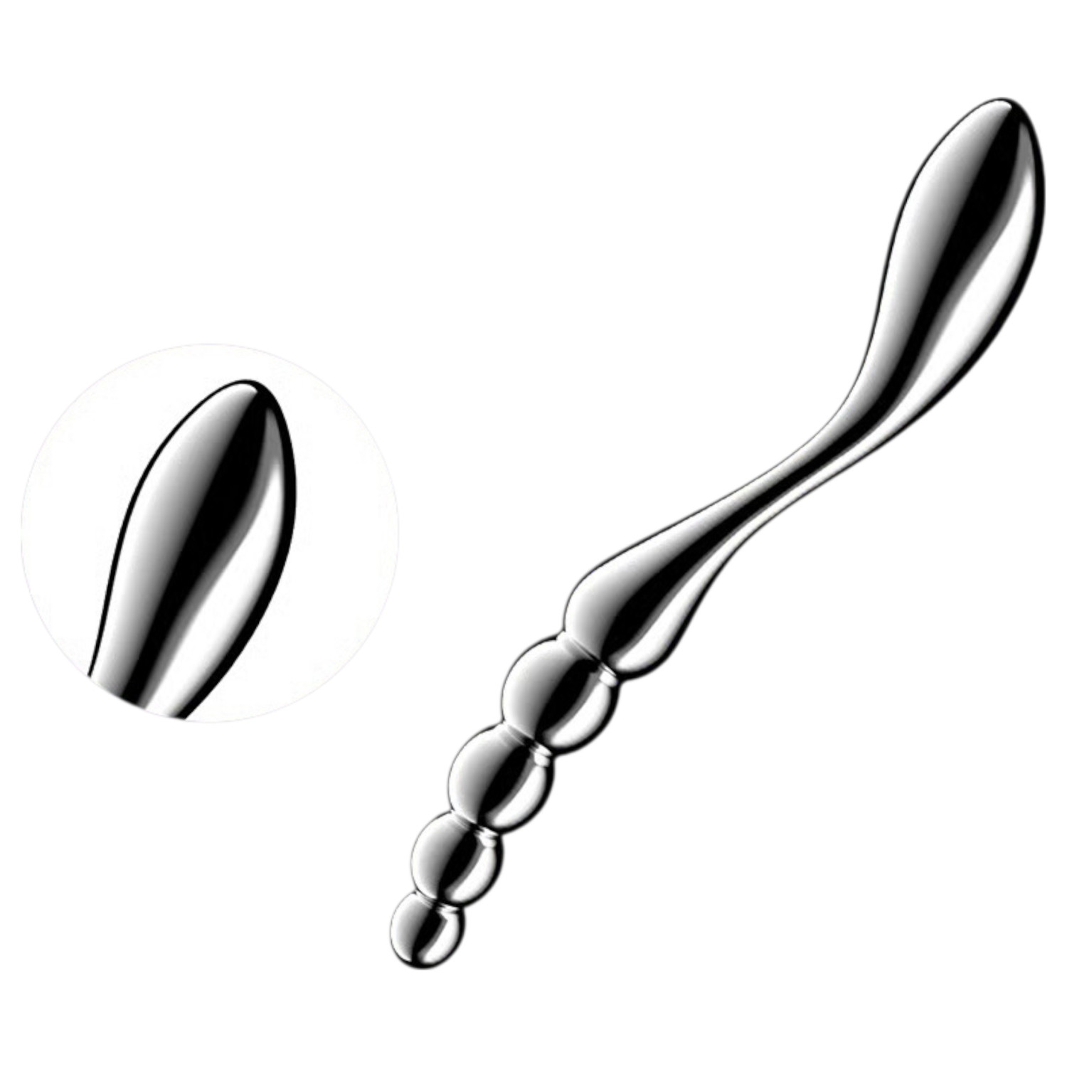 Satisfyer Star Force 1 - kovový anální dildo s kuličkami - stříbrný