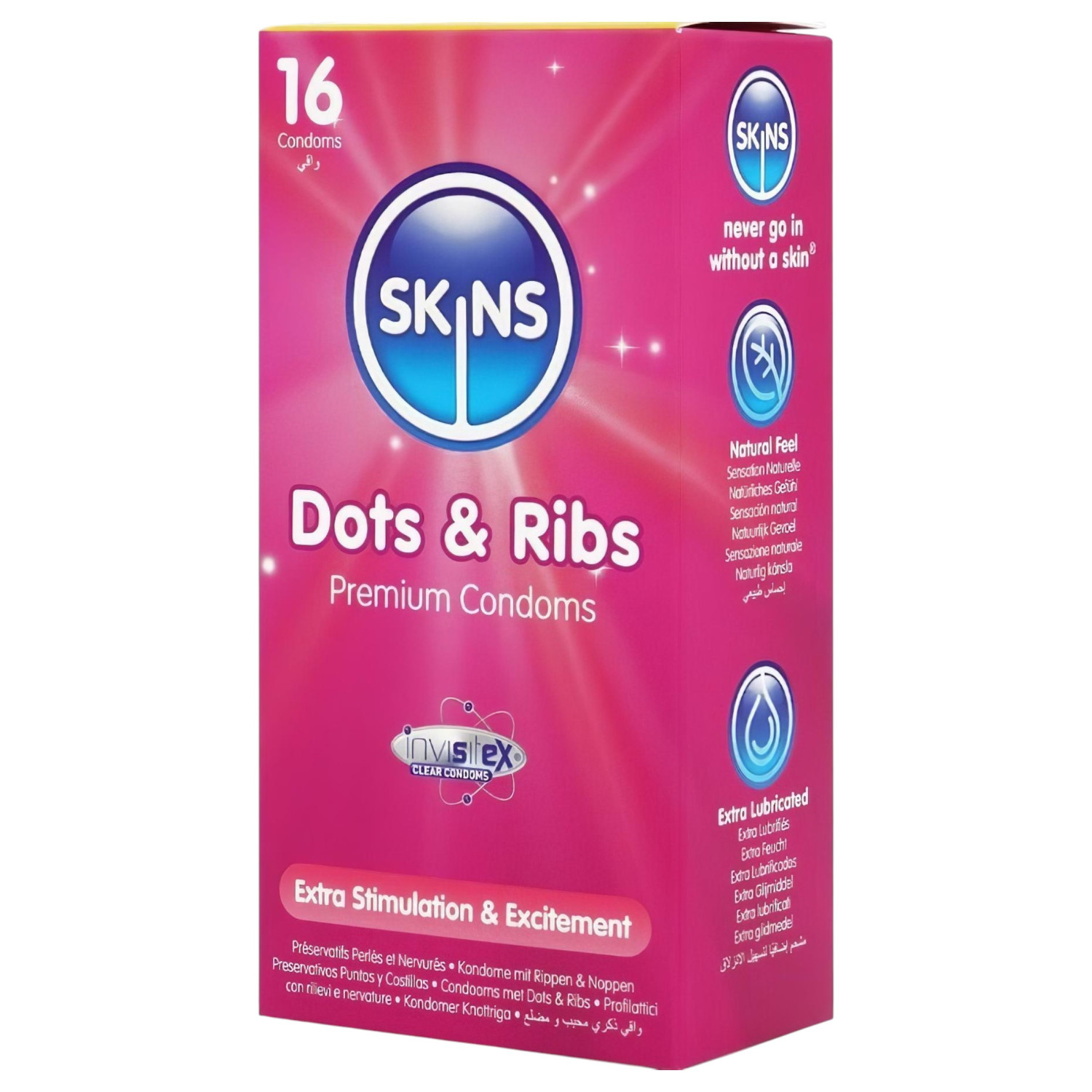 Skins - kondomy s vroubky a tečkami - 16 ks