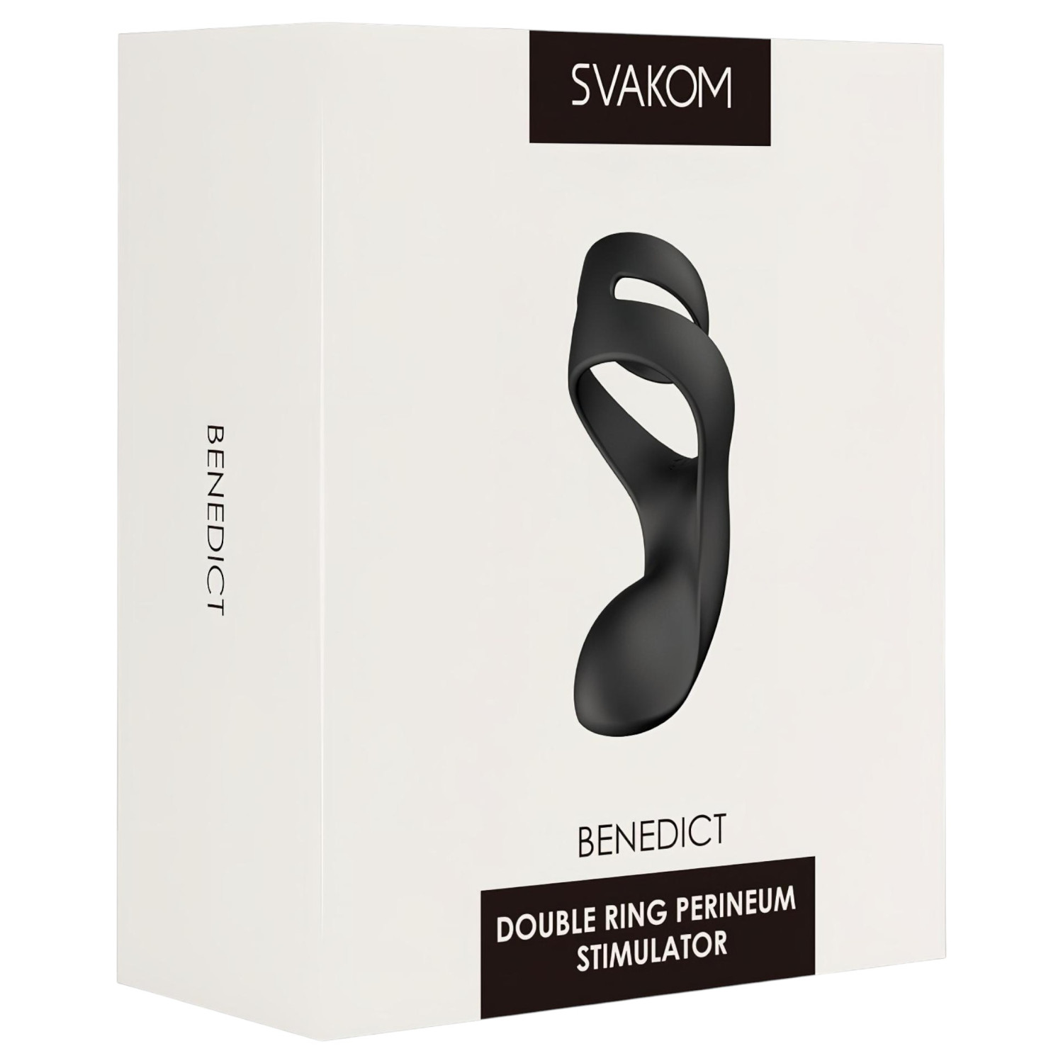 Svakom Benedict - vibrační erekční kroužek na penis s masáží hráze - černý