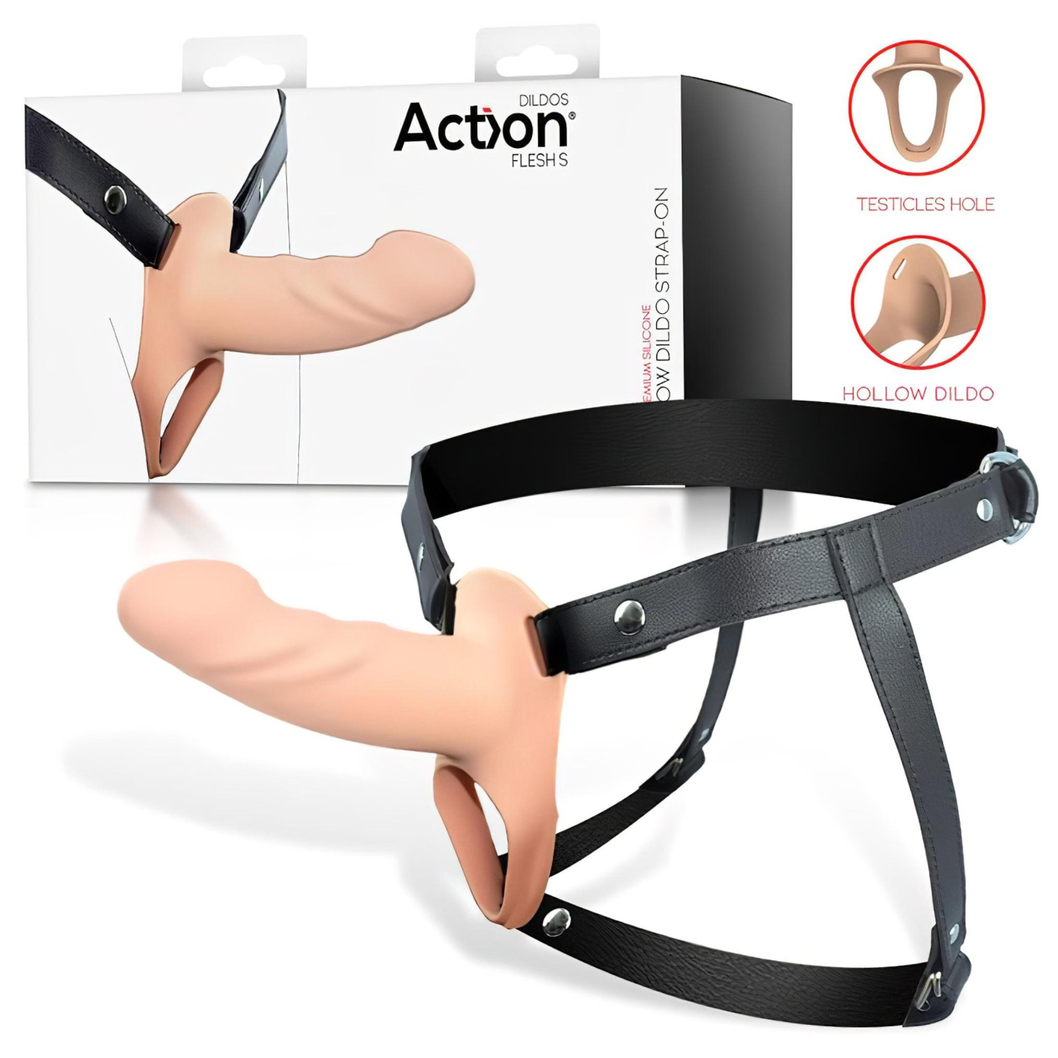 Action StrapOn S - připínací duté dildo (tělové barvy)