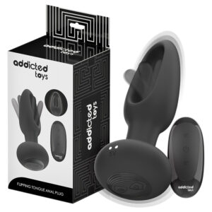 Addicted Toys - anální vibrátor s pohyblivým jazýčkem - černý