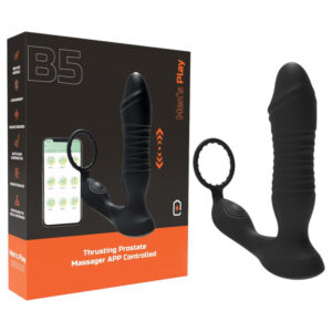 Erospace Men's Play - aplikací řízený tlačný anální vibrátor (černý)
