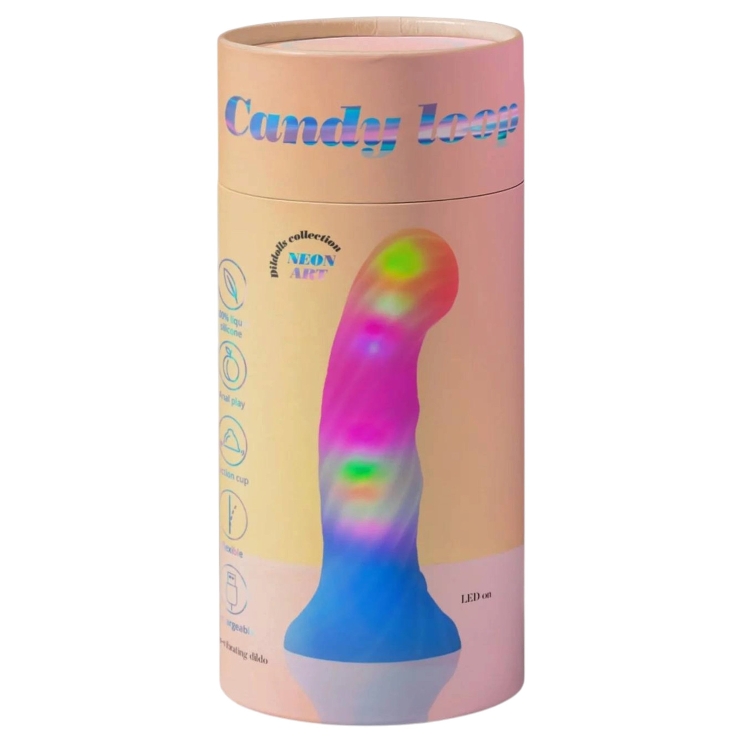 Love to Love Candy Loop - svítící silikonové dildo s LED (růžovo-modré) - 16