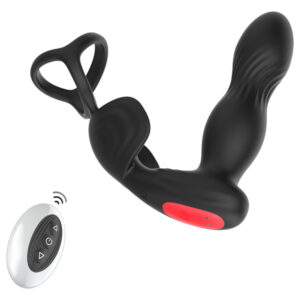 Mroow - prostatický vibrátor s kroužkem (černý)