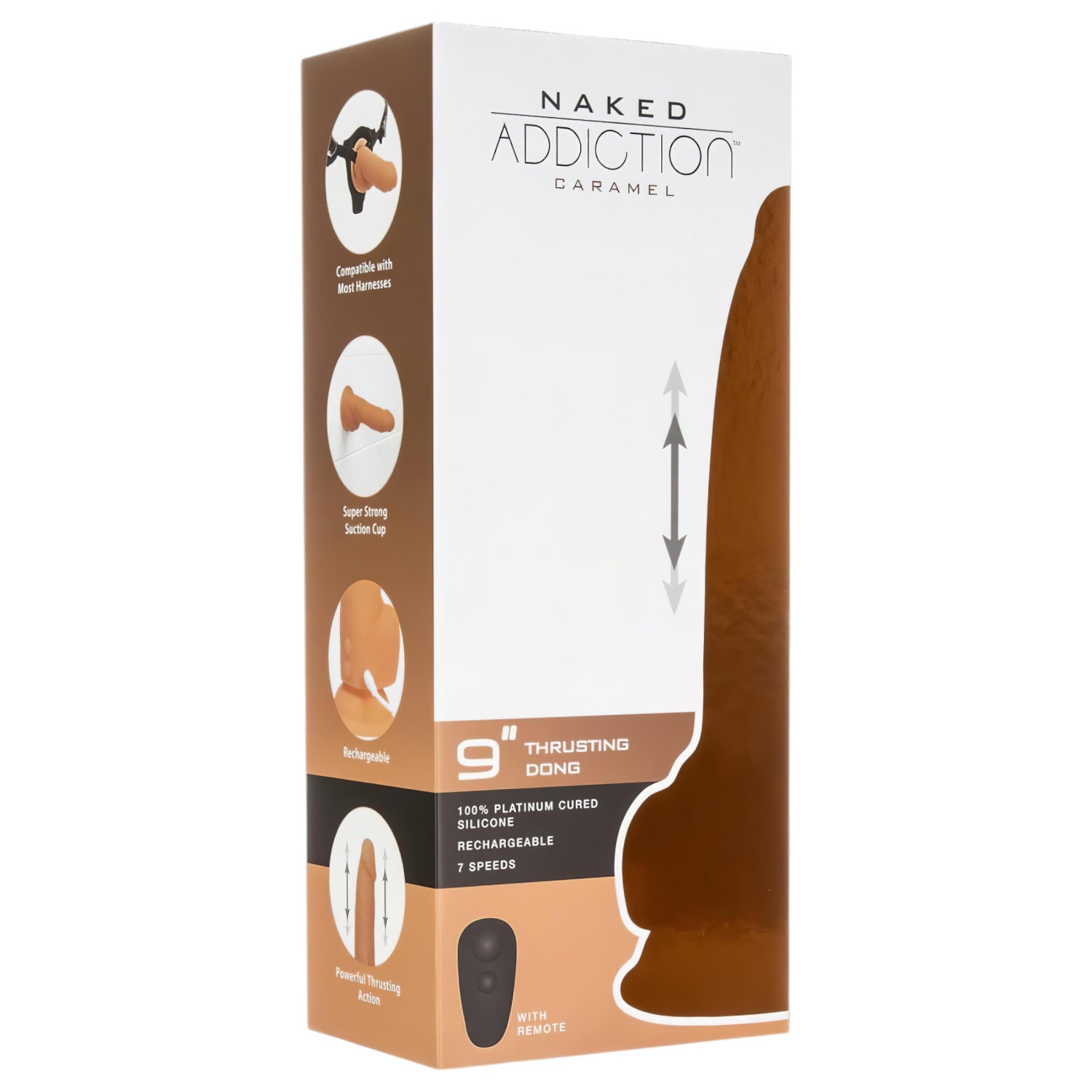 Naked Addiction - přirážecí vibrátor - tmavý - 23 cm