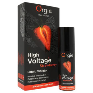 Orgie High Voltage - tekutý vibrátor - jahoda - 15 ml