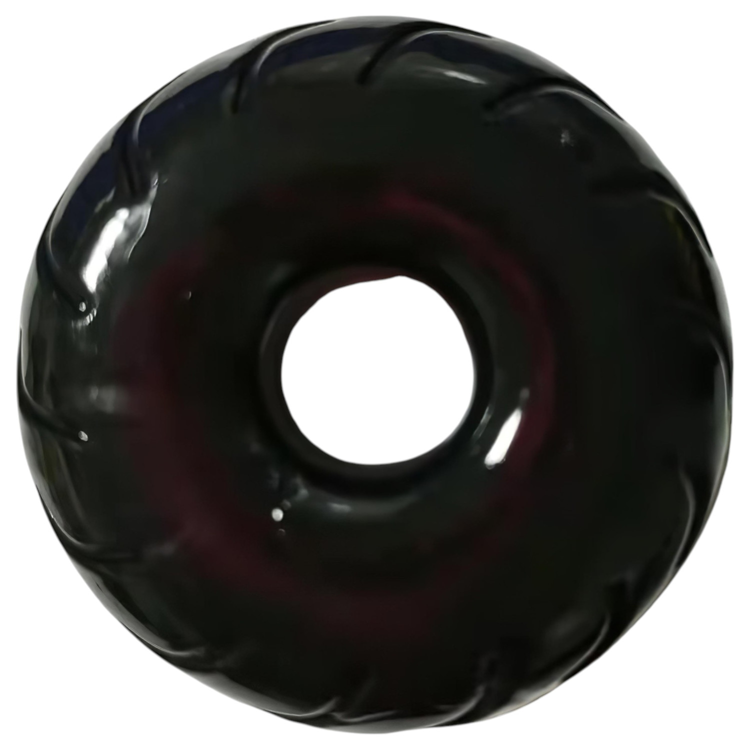 Pulselock Forge - černý penisový kroužek z TPE se vzorem kola (19 mm)