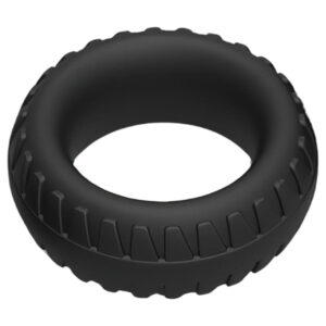 Pulselock Forge - silikonový penisový kroužek se vzorem dezénu pneumatiky (černý) - 30 mm